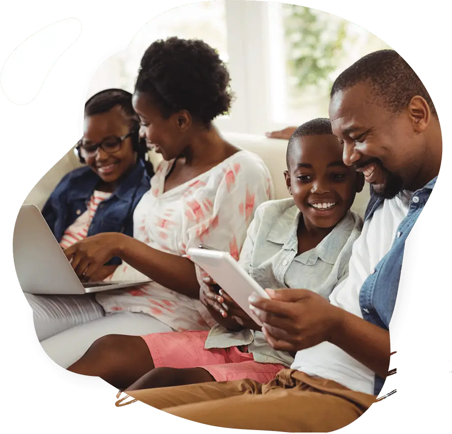 Family enjoying IPTV together
